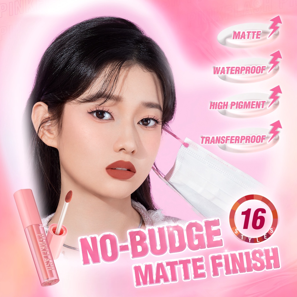 PINKFLASH More&amp;More Matte Liquid Lipstick Waterproof Lip Gloss Transferproof Max Non-stick Cup Mask-proof Zero Wear High Pigment Moisture Lip Tint