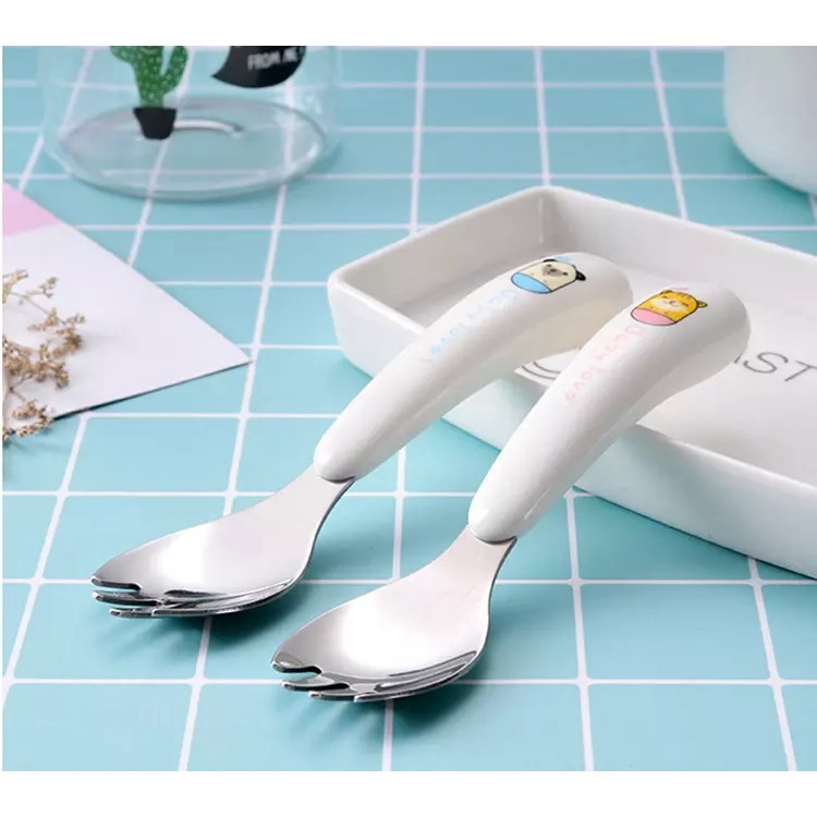 SSGP Stainless Steel Baby Spoon Fork Set - Set Alat Makan Bayi Premium