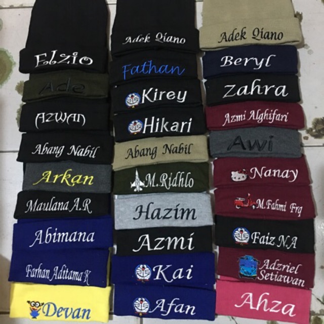 topi Kupluk/Beanie gratis bordir nama suka2,Computerized embordery