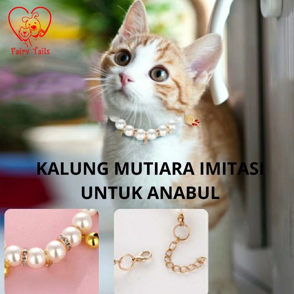 Kalung Rantai Perhiasan Liontin Diamond Mutiara Imitasi Untuk Kucing Anjing Kostum Cosplay Anabul Emas Perak Stylish Fashionable | Pet Gold Silver Necklace