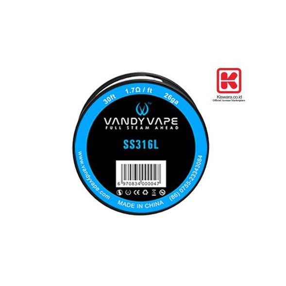 Vandy Vape Wire Stainless Steel SS 316L 26 GA 30 Feet [9.15 Meter] KiswaraBandung