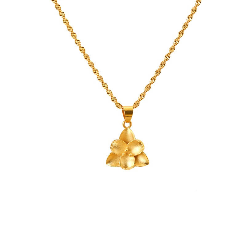 Kalung Lapis Emas Asli Kadar 375 Dengan Liontin Clover Kecil