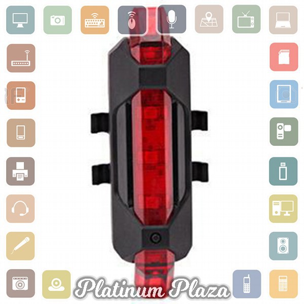 TaffLED Defensor Lampu Sepeda 5 LED Taillight Rechargeable - DC-918 `FE82WS- Red