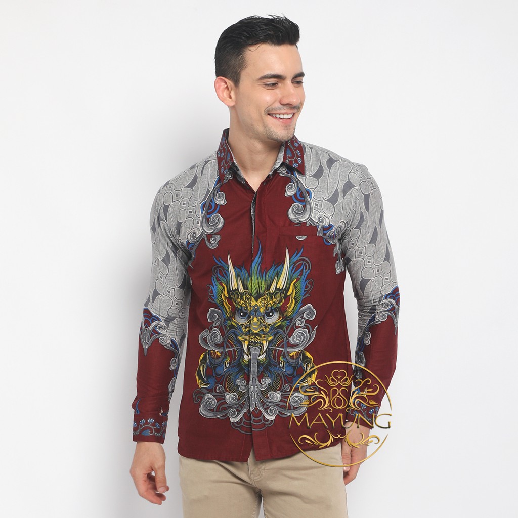 Silver Barong Kemeja Batik Pria Premium Slimfit Modern Lengan Panjang