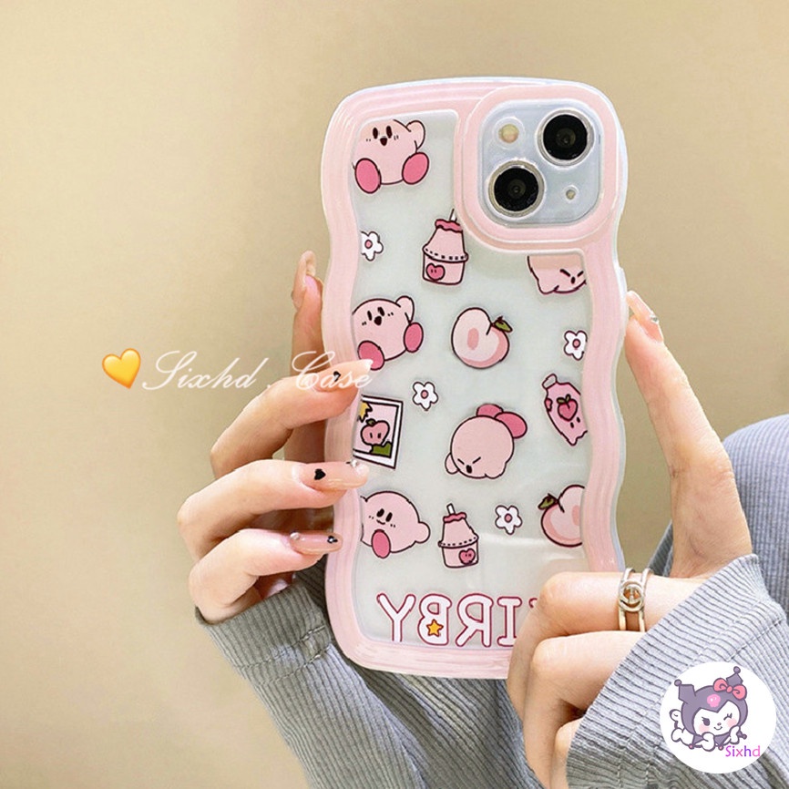 Redmi 12C 11A 10C 9T 9C Note 12 11s 11 10 9 8 Pro 10A 10 9A 9  A2 A1 Xiaomi 11Lite 12T 12Lite 11T 10T Poco M3 F3 X5 X4 X3 Pro Pink Cute Cartoon Star Kirby Wave Pattern Phone Case Soft Cover