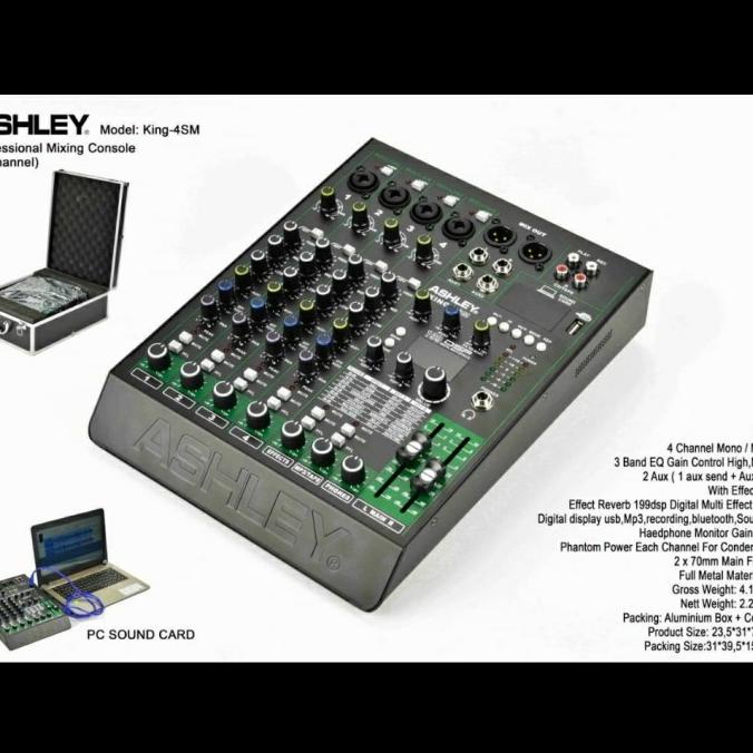 MIXER AUDIO ASHLEY KING 4SM/KING4SM USB-BLUETOOTH WITH SOUNDCARD