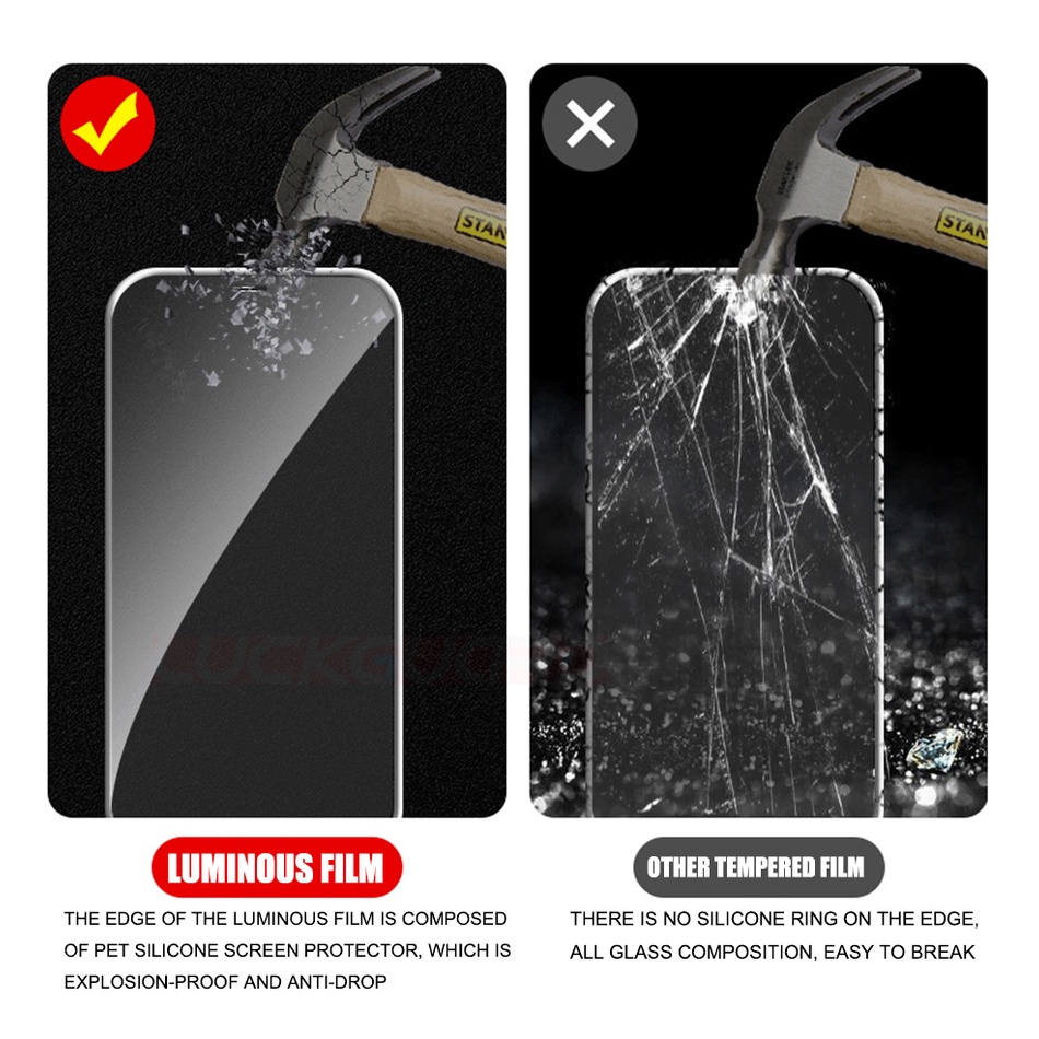 Pelindung Layar tempered glass luminous Untuk Apple iphone 11 12 13 pro max Xs max XR 7 8 plus se2020