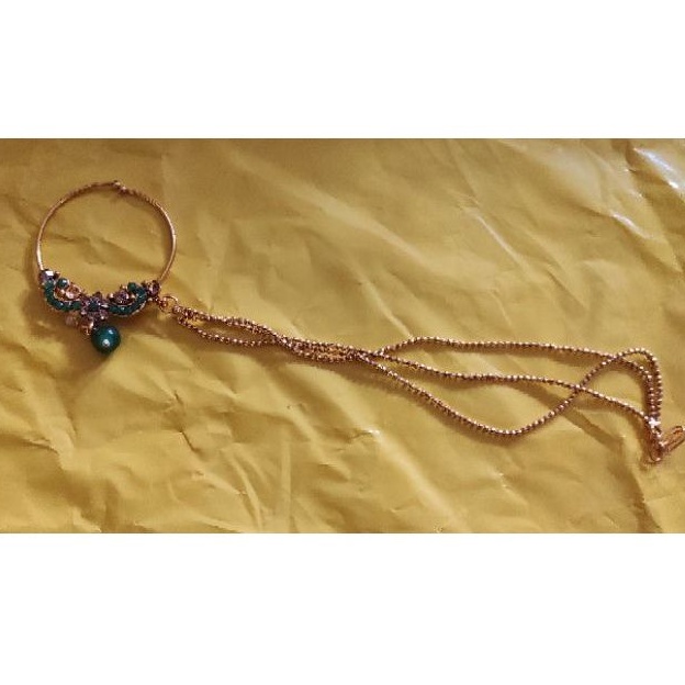 nath rantai hijau/anting india