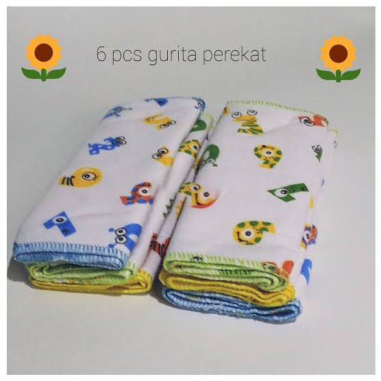 6 Pcs Gurita Bayi Yon Yan - Gurita Rekat Bayi - Warna Dasar Putih Bermotif