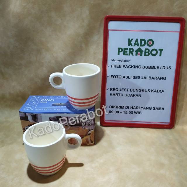 Kado Mug Set Ring Line isi 2Pcs