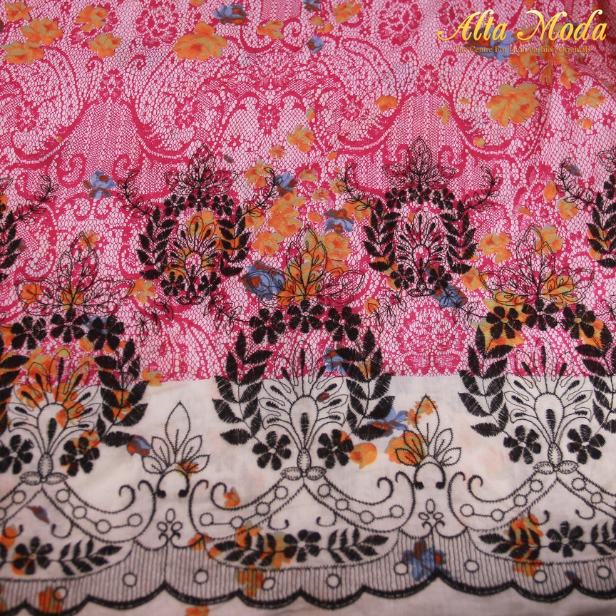 

Alta Moda Katun Voal Bordir Pink Motif Floral Black And Orange (1M)