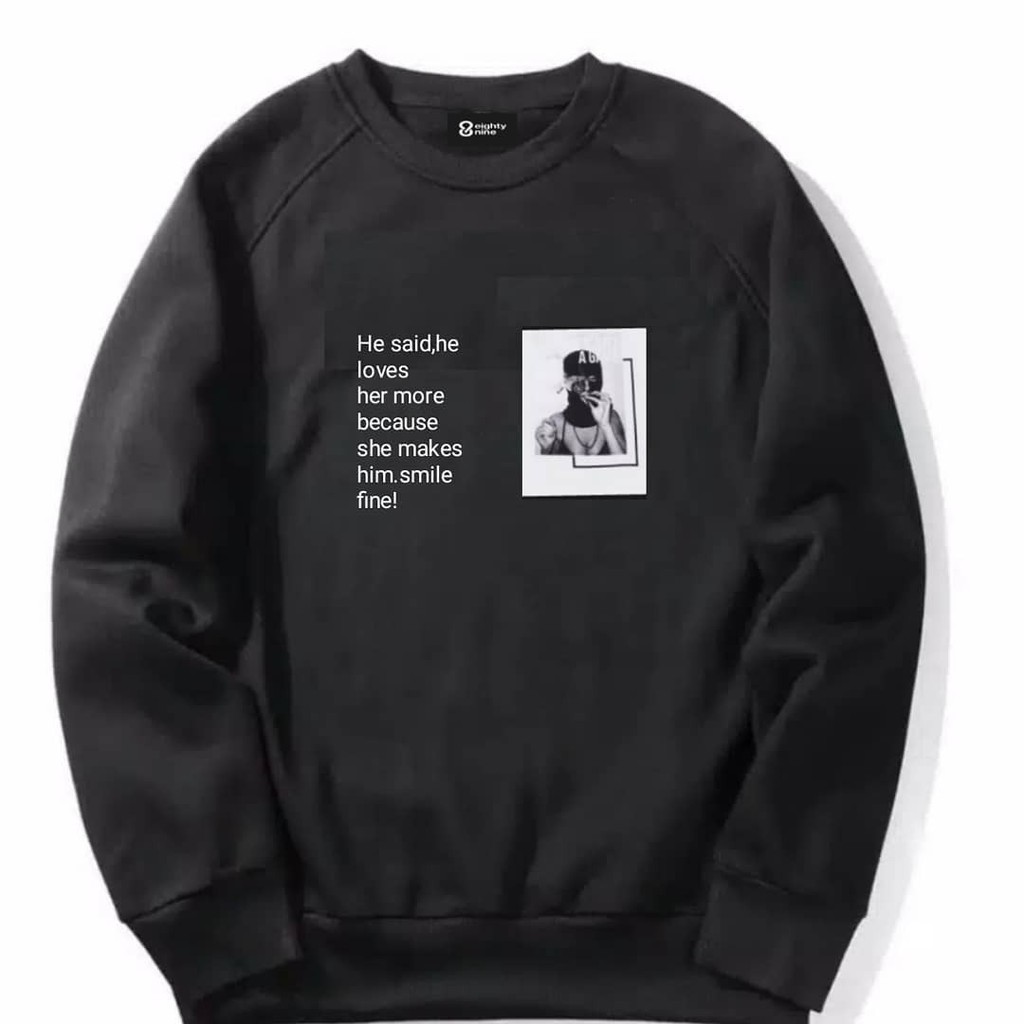 Crewneck Eightynine Pria Original Black Hitam Sablon Sweater Oblong Distro Itam Wanita Jumbo Bigsize