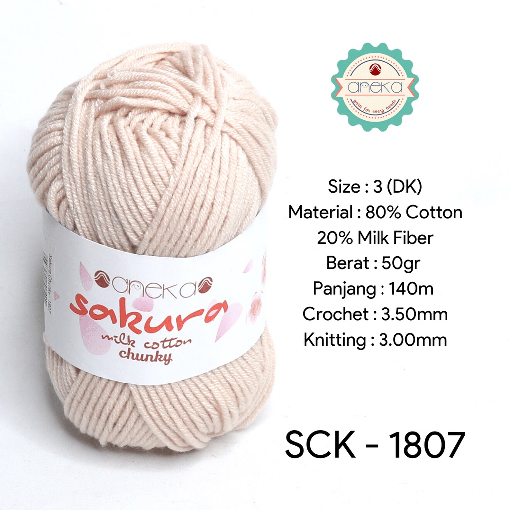 Benang Rajut Katun Susu Sakura Milk Cotton Chunky - 1807