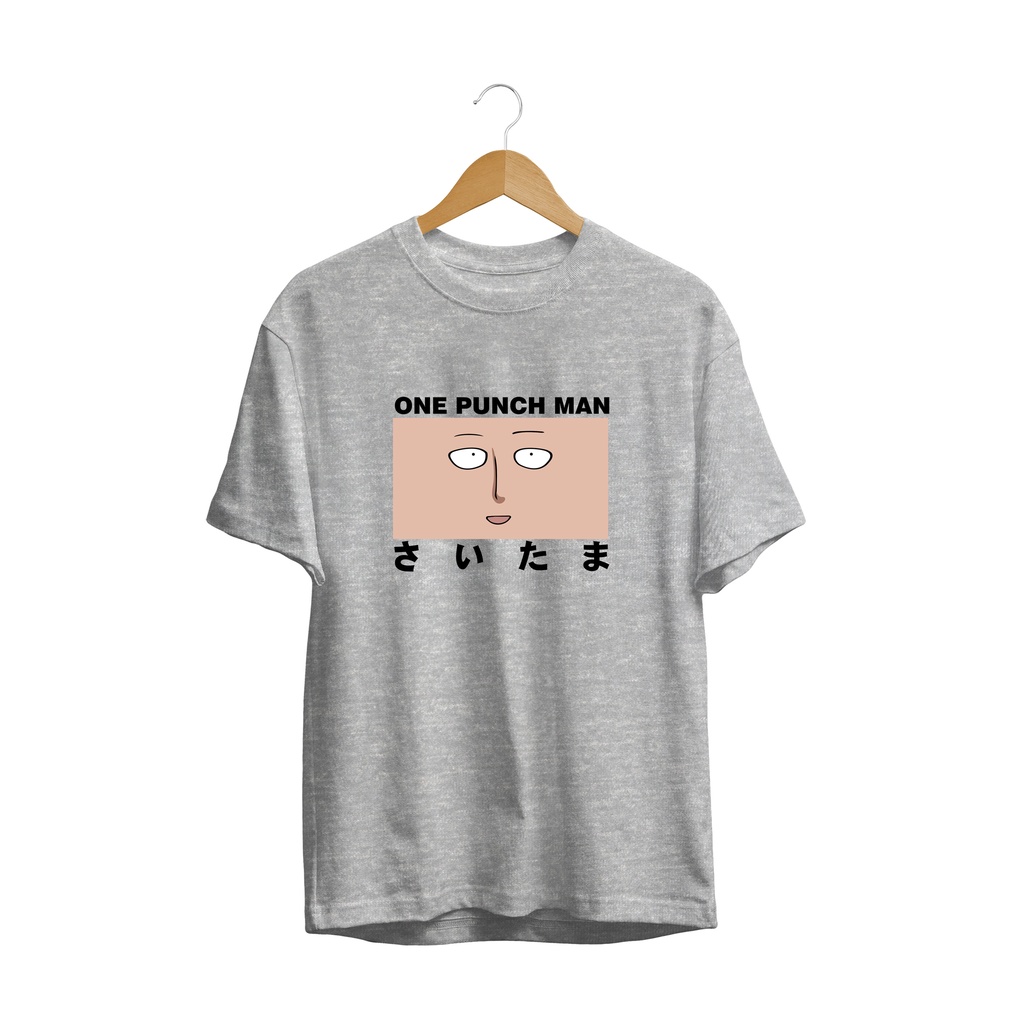 KAOS DISTRO SAITAMA ONE PUNCH MAN LOGO FUNNY FACE UNISEX