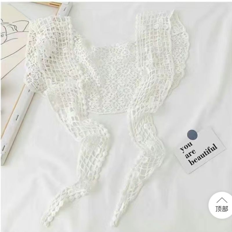 KERAH COLLAR/KERAH PALSU SEGITIGA/SCARF CAPE /SYAL RENDA BUNGA IMPORT/SYAL SELENDANG KECIL TABIR SURYA PENDEK/SYAL ROMPI KECIL-3