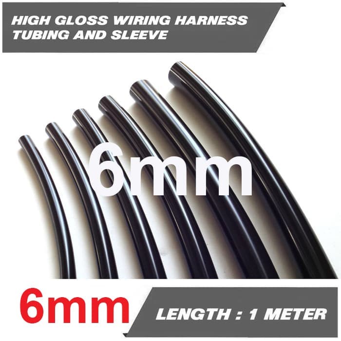 Selongsong pelindung Kabel Karet 4mm 5mm 6mm 8mm 10mm 12mm 14mm 16mm 18mm 20mm  High Gloss Wiring Harness Tubing @ meter