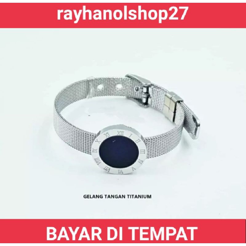 GELANG TANGAN WANITA TITANIUM ASLI MOTIF GELANG KOREA LAPIS EMAS 22 K ANTI LUNTUR