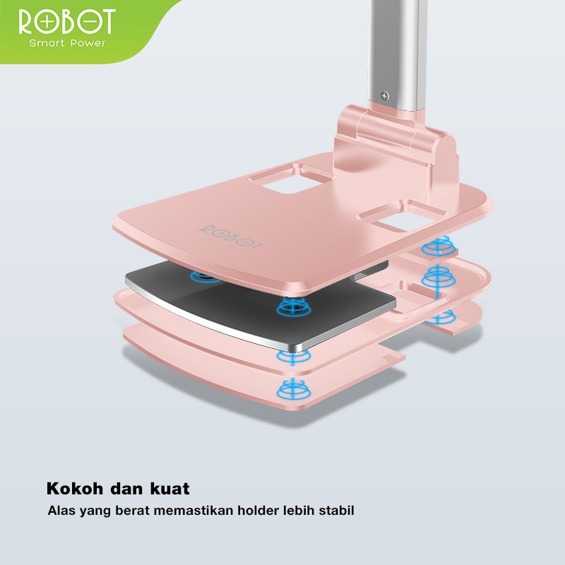 ROBOT RT-US06 Fully Foldable Liftable Universal Stand Phone Holder - Garansi Resmi 1 Tahun