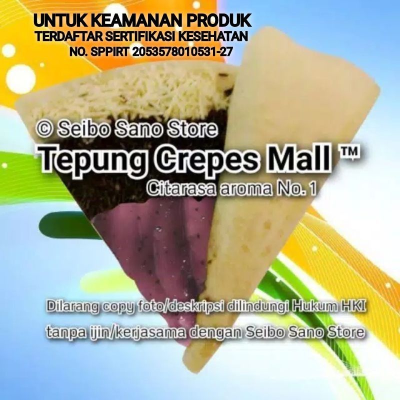 

Tepung Crepes Mall 900 g. Asli Mall terdaftar kesehatan & hukum