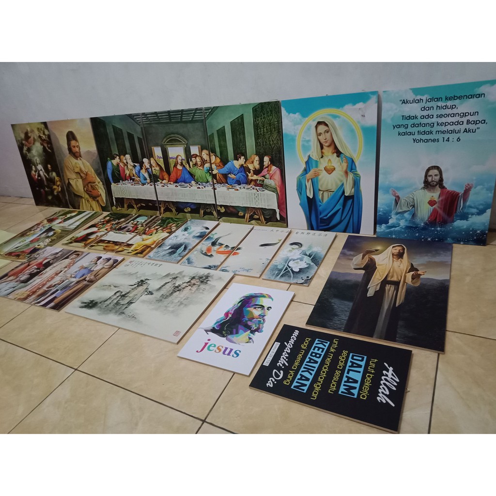 POSTER KAYU PERJAMUAN TERAKHIR WALL DECOR NASRANI KRISTEN KATOLIK THE LAST SUPPER