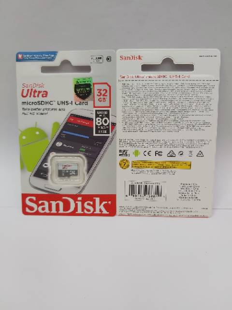 Memory Micro SD Sandisk Ultra 32gb Class 10 Speed  100 Mbps