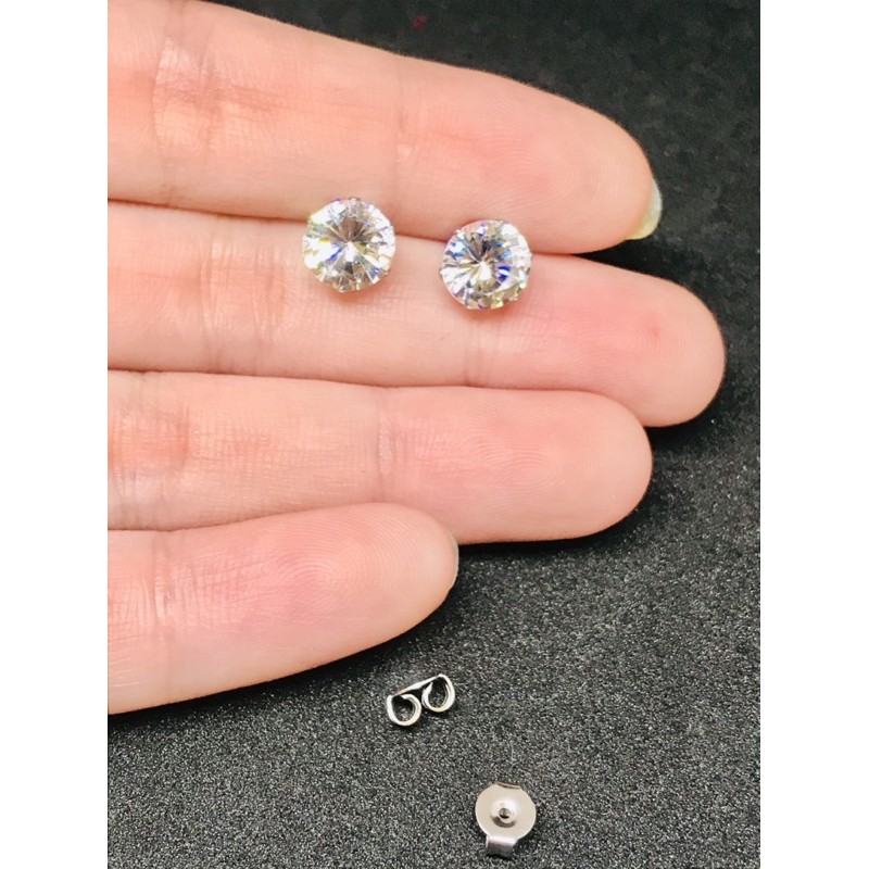 Anting Tusuk Permata silver Titanium anti karat