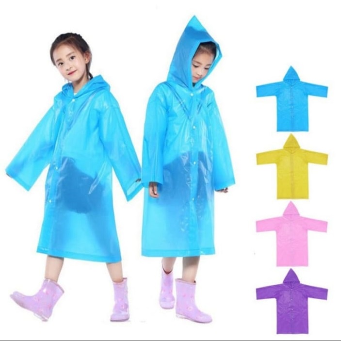 Jas Hujan Anak Eva Ponco Polos Best Raincoat / Mantel Anak-anak