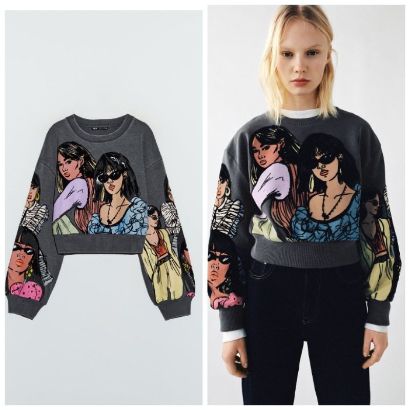 OPEN PRE ORDER ZARA Contrast Girl Sweatshirt SALE