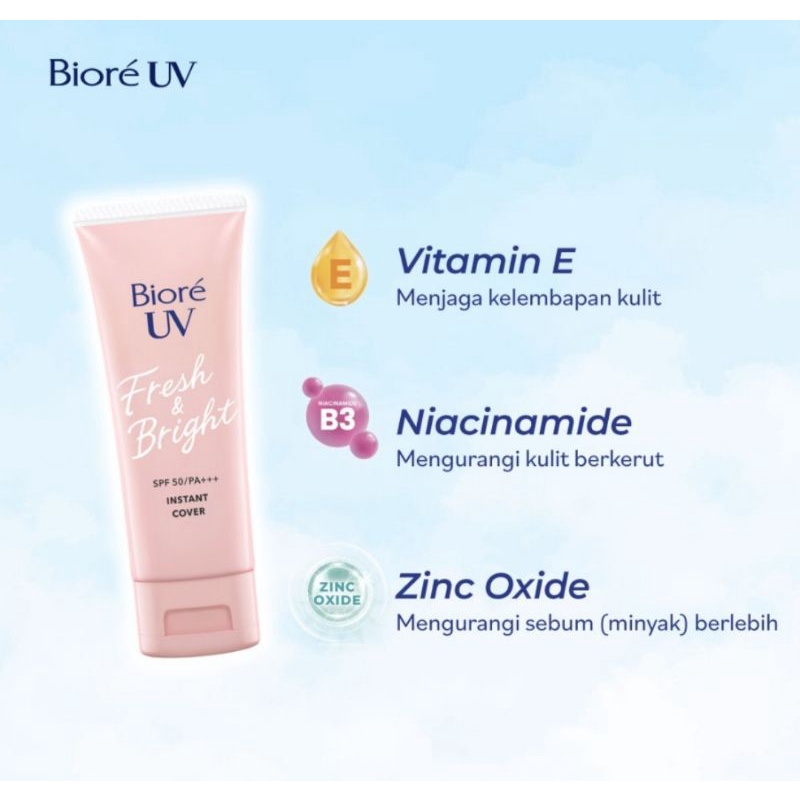 BIORE UV FRESH AND BRIGHT SUNSCREEN SPF 50 OIL CONTROL MATTE &amp; INSTANT COVER