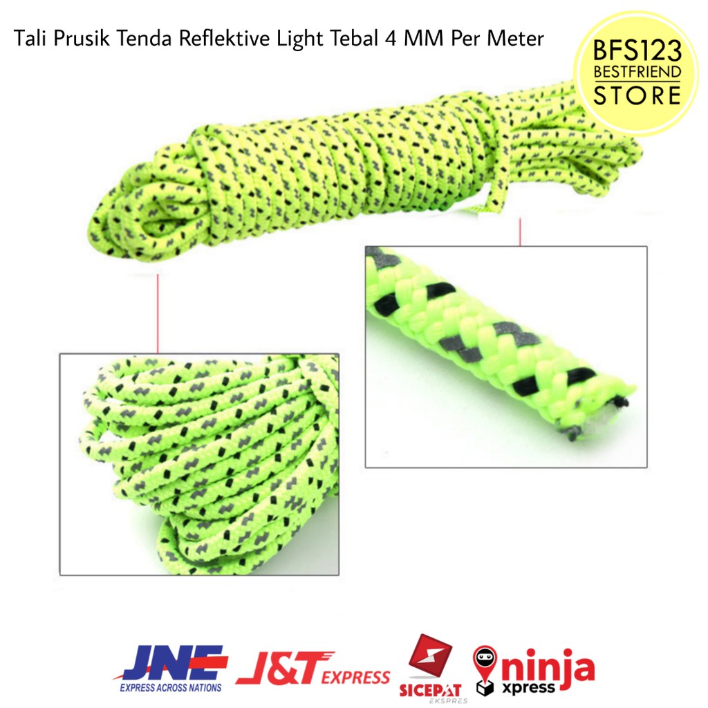 Tali Prusik Tenda Reflektive Light Tebal 4 MM Per Meter