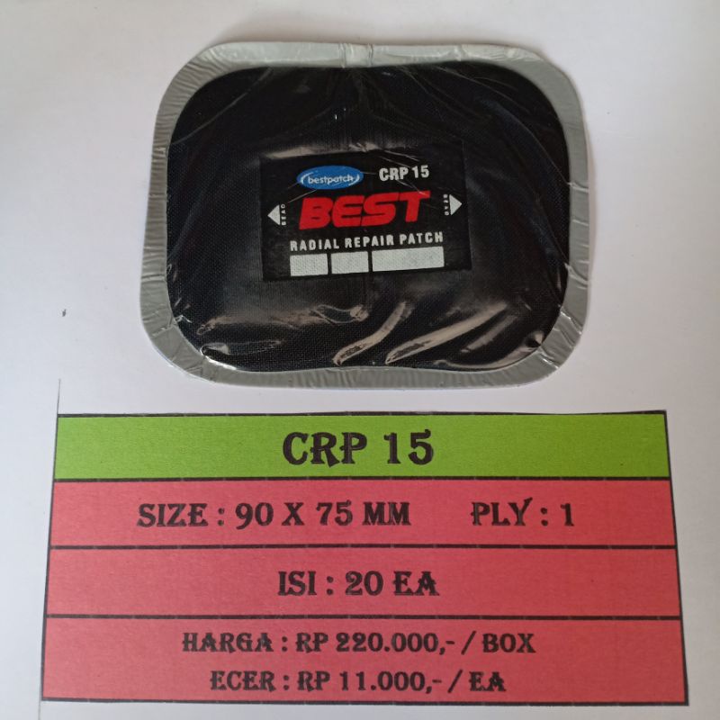 CRP 15 Radial Tyre Patch - Karet Tambal Ban Luar - Bestpatch - 1 Box isi 20pcs