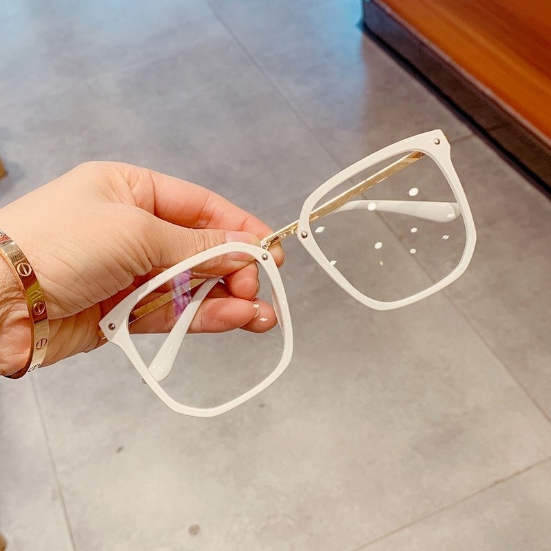 (YUZHU) Korean Style Transparent Anti-blue Light Glasses New Fashion Oversized Square Frame Glasses Women