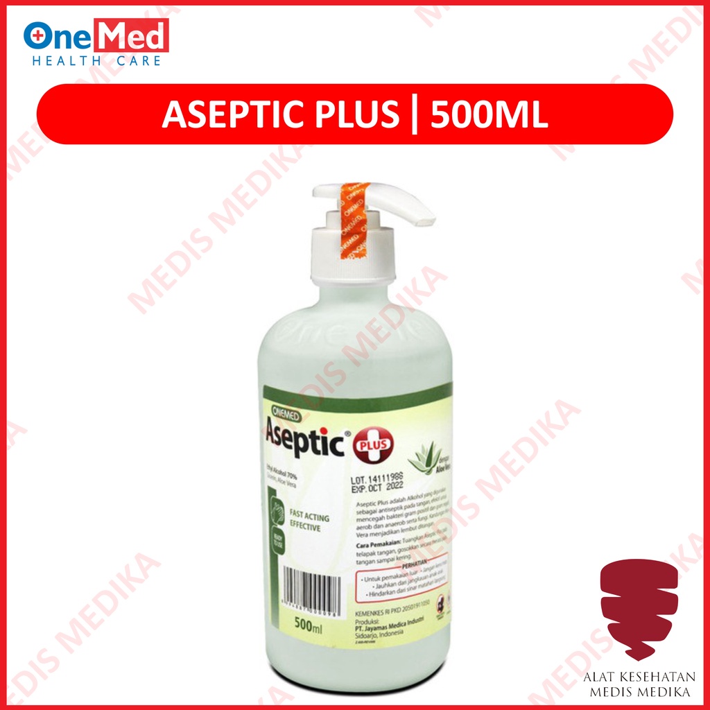 Aseptic Gel Plus 500 ml + Pump Onemed Hand Sanitizer DIspenser Alkohol Gel P3K Pembersih Tangan 500ml