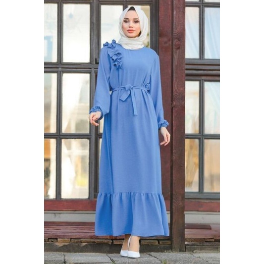 Rinjani Maxi Dress | Dres Wanita Remaja &amp; Dewasa | Baju Gamis Ruffle | Gamis Ellegant Simpe Trend