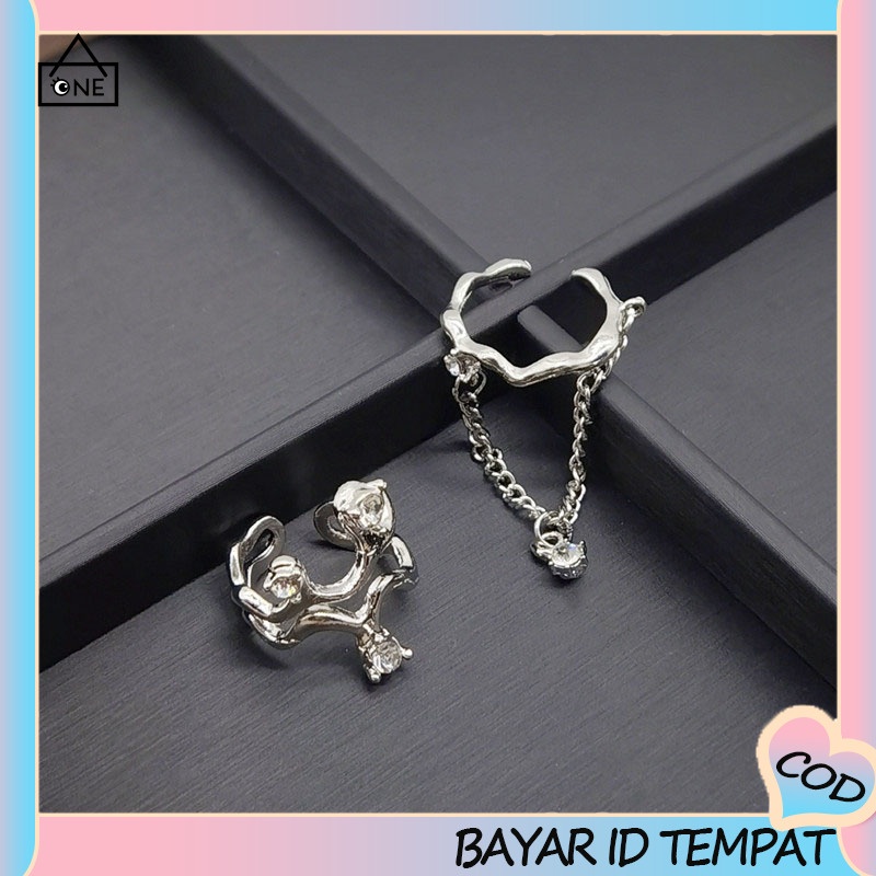 COD❤️Cincin gelombang tidak beraturan wanita cahaya mewah pasang cincin terbuka angin dingin yang dapat disesuaikan