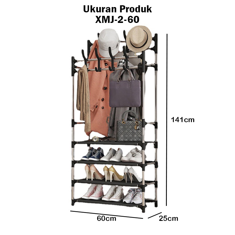 Stand Hanger Rak Sepatu Susun Rak Gantung Tas Portable Stainless Rak Serbaguna Multifungsi