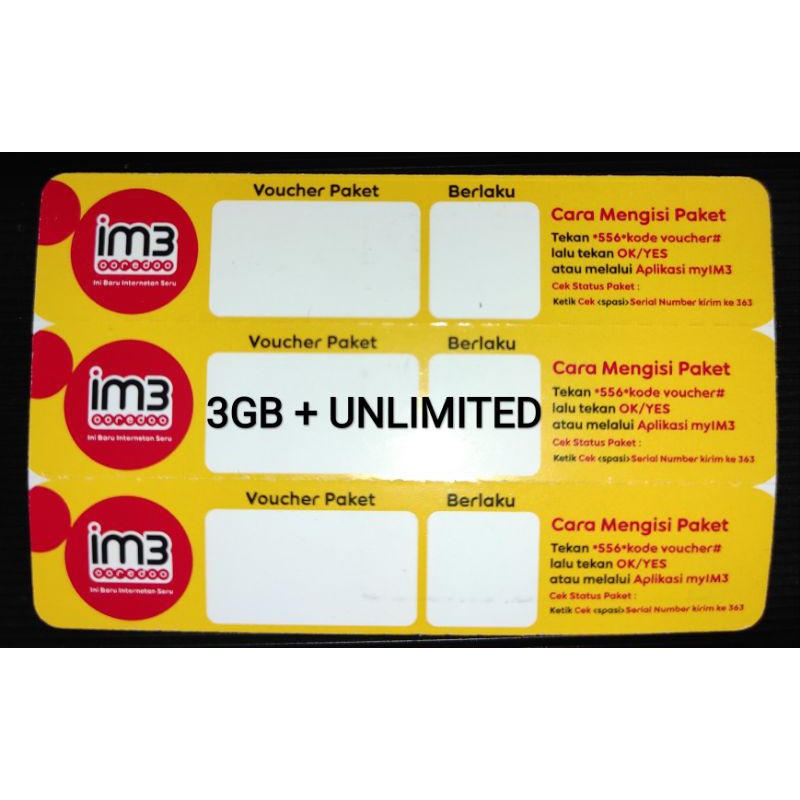 Voucher indosat Freedom Unlimited 3GB