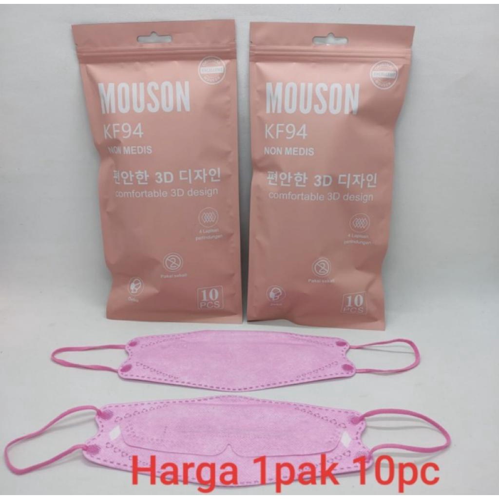 Masker Mouson KF94 Hitam Merah Putih Pink Abu Biru Edisi LOVE Murah Gradasi Galaxi