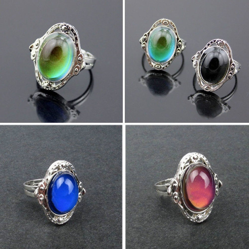 Hu Hu Hu Hu Hu Alat Bantu Pasang Kacamata♡ Cincin Mood Ring Adjustable Berubah Warna Sesuai Temperatur Gaya Vintage Untuk Priawanita