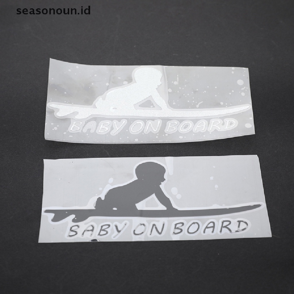 Stiker Vinyl Motif Baby On Board Surfboard Untuk Jendela Mobil Truk