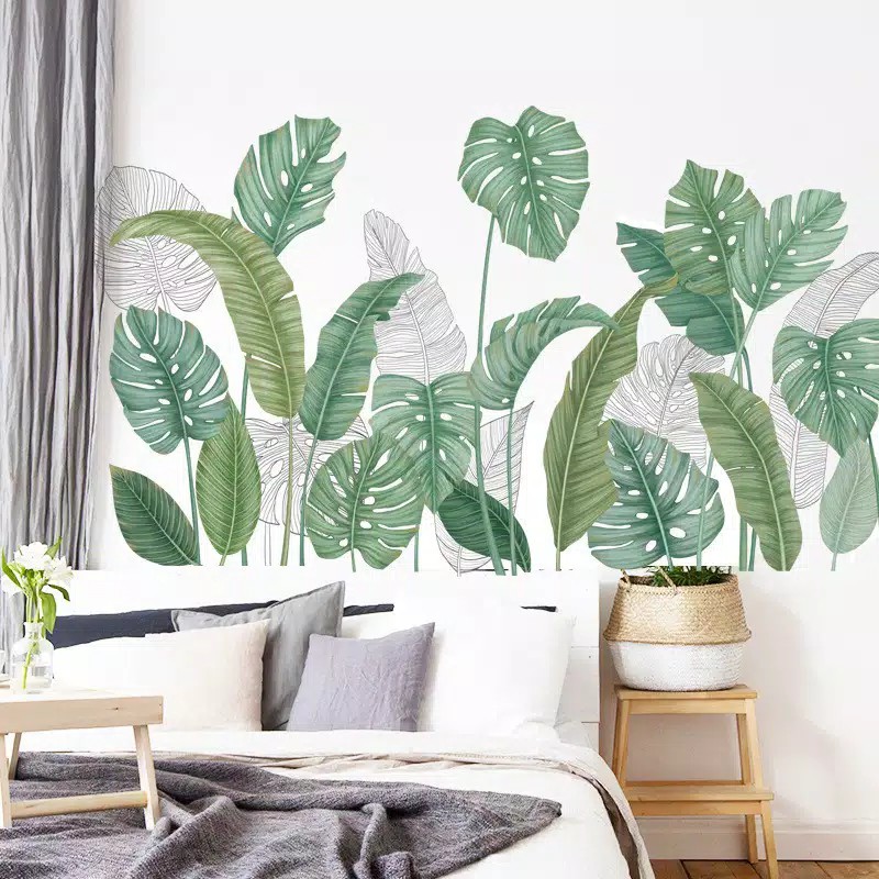 WALL STICKER STIKER Q 45 DINDING WALLSTICKER WALLSTIKER DAUN KAKTUS DAUN PALEM HIJAU MONSTERA LEAF UNTUK CAFE DEKORASI RUMAH RUANG TIDUR TAMU WALLPAPER PINTU JENDELA KACA KAMAR MANDI KERAMIK LEMARI KRAMIK HIASAN DAPUR TANGGA WALPAPER TAMAN 3D TROPICAL