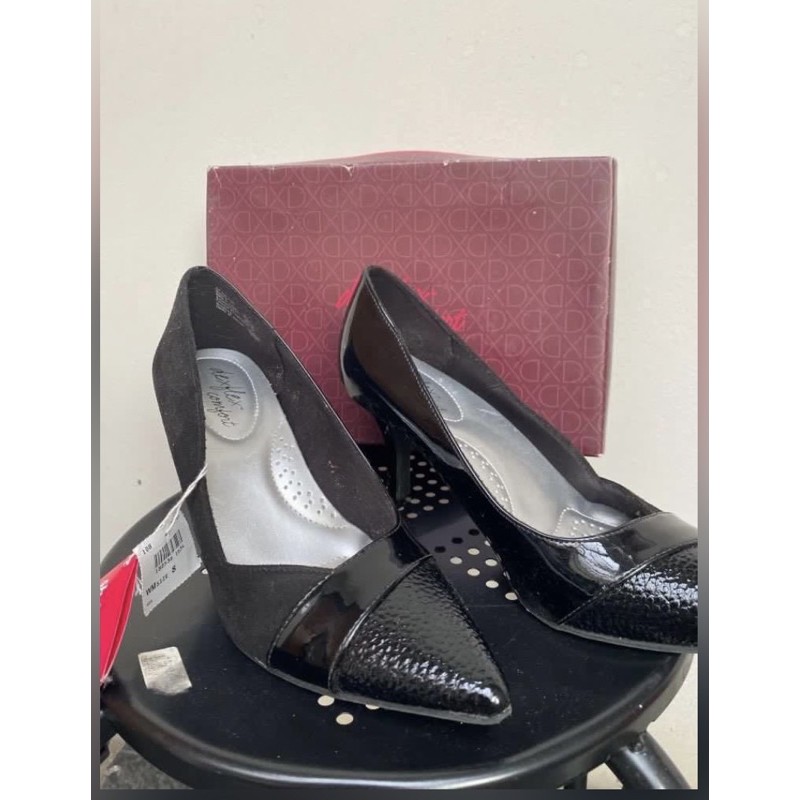 DEXFLEX Comfort Heels Black Wanita Pointed Toe Formal Office Party (New With Tags)