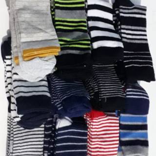  Kaos  kaki  motif belang garis  garis  pria paket 6 pasang 