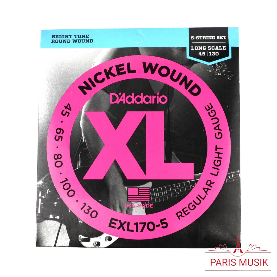 Senar Bass D’ADDARIO EXL170-5 NICKEL-WOUND 5-STRING BASS ORIGINAL