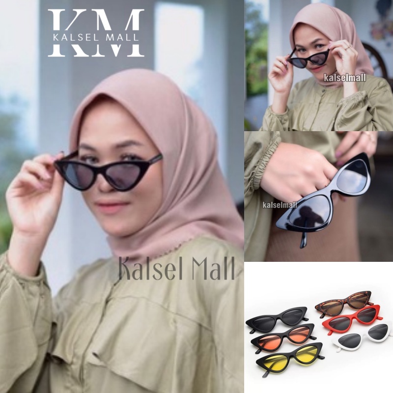 Kacamata Hitam Pria dan Wanita Sunglasses Model Lonjong Segitiga Korean Ulzzang Triangle Vintage Cat Eye Kaca Mata Hitam Aneka Variasi Anti Silau Sinar UV Matahari Antiradiasi Polar Polarised Hiking Motor Pantai Model Vintage Kotak Ukuran Kecil KCH22