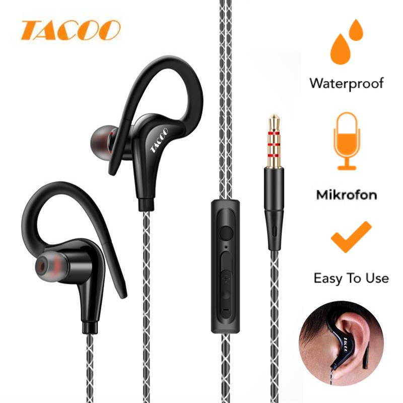

TACOO Earphones TEH0415 / Sport Headset Waterproof Hi-Fi Stereo Sound black