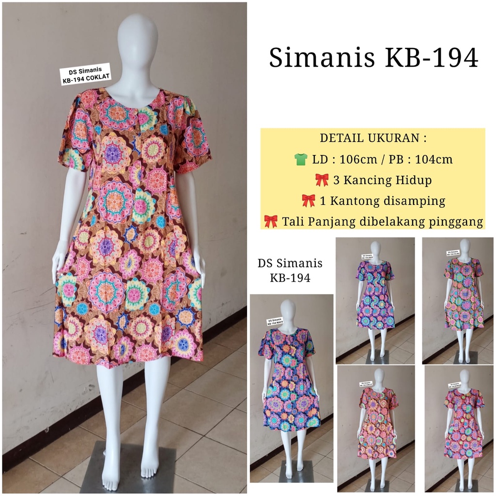 AS Daster Batik Kudamas Simanis LD 106cm Busui KB-193  &amp; KB-194