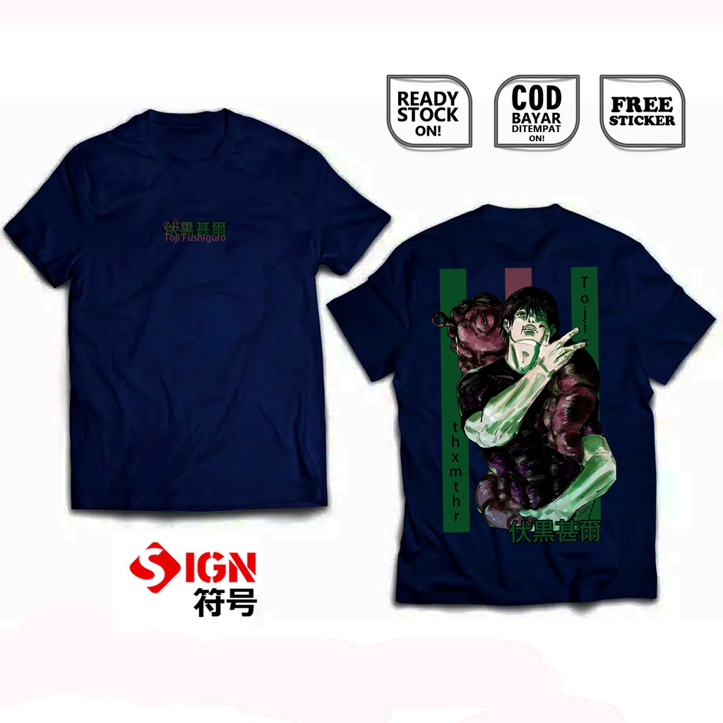 KAOS ANIME JUJUTSU KAISEN TOJI FUSHIGURO GOJO KENTO ITADORI MANGA BAJU JEPANG JAPANESSE CULTURE SIGN