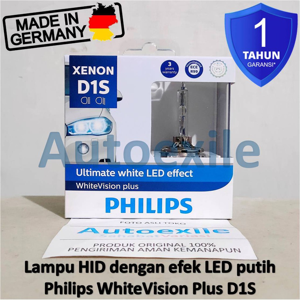 Philips White Vision Plus HID D1S Xenon LED Lampu Mobil Audi A3 A4 BMW X5 Z4 335i 728i Mercedes Benz