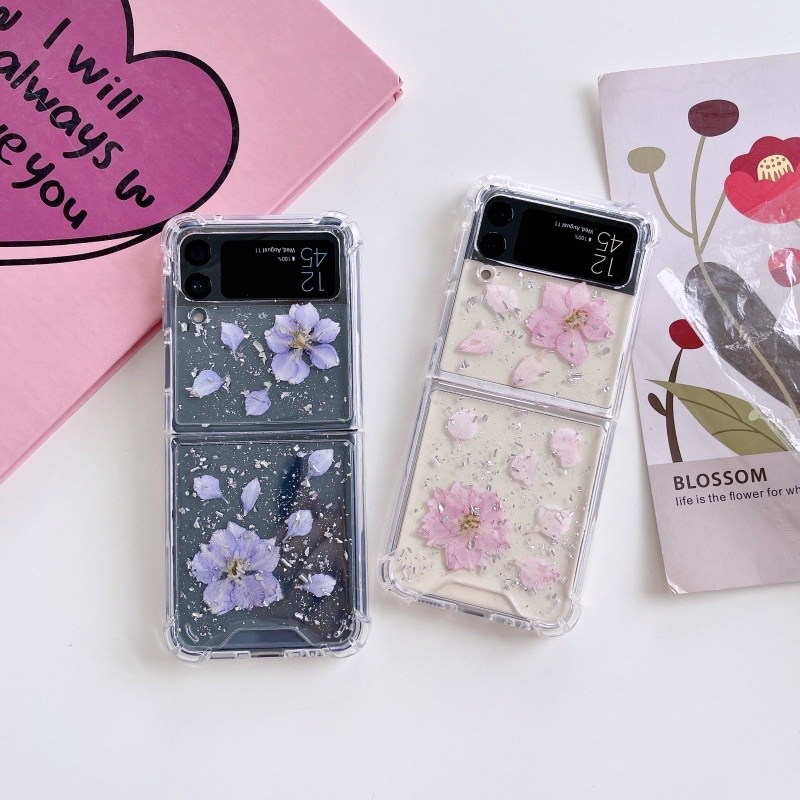 Dried Flower Glitter Case Zfold 4 Zflip 4 3 Zfold 2 Zflip3 Zflip2 Z Flip Fold Casing